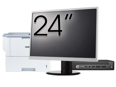 Pachet Calculator Second Hand HP Prodesk 600 G2 Mini PC, Intel Core i5-6500T 2.50GHz, 8GB DDR4, 256GB SSD + Monitor 24&amp;amp;quot; &amp;amp; Imprimanta Brother HL-L foto