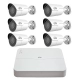 Sistem supraveghere 6 camere UNV 4MP IP PoE Starlight, 2.8mm, Audio, IR 50m, NVR 4K 8 canale SafetyGuard Surveillance, Uniview