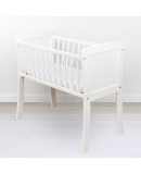 Patut mic co-sleeping din lemn alb cu Saltea Cocos Spuma Cocos 90 x 40 x 7 cm, Woodies Safe Dreams