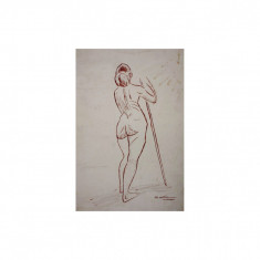 Studiu Otilia Otetelesanu - Nud Vertical, Sprijinit In Toiag foto
