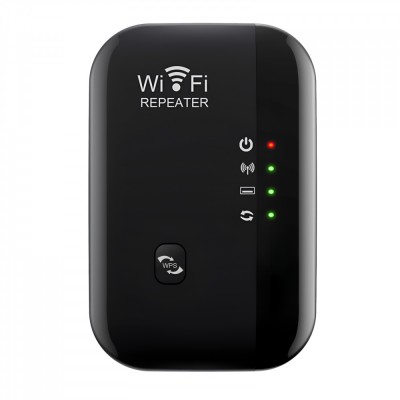 Amplificator Semnal WI-FI BiXXBi, 300Mbps, 2.4Ghz Extender, Slot LAN, Negru foto