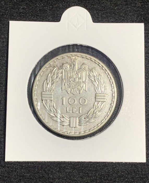 Moneda 100 lei 1932 argint fara semn monetarie