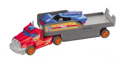 CAMION CU REMORCA SI TELECOMANDA+1 MASINUTA INCLUSA, HOT WHEELS foto