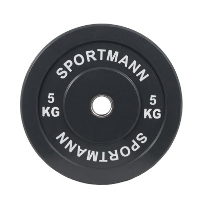Greutate Cauciuc Bumper Plate SPORTMANN - 5 kg / 51 mm - Negru FitLine Training foto