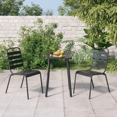 vidaXL Set de masă grădină, 3 piese, antracit, oțel 3187985 foto