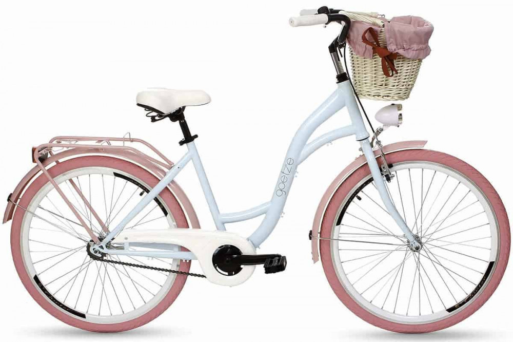 Bicicleta Dama Goetze® Colorus 1 viteze Roata 28", 160-185 cm inaltime,  Albastru/Roz | Okazii.ro