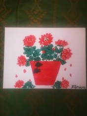 TABLOU PE PANZA CU SASIU NOU 30X40 CM VAS CU FLORI PICTOR FLORIAN PRET 30 LEI