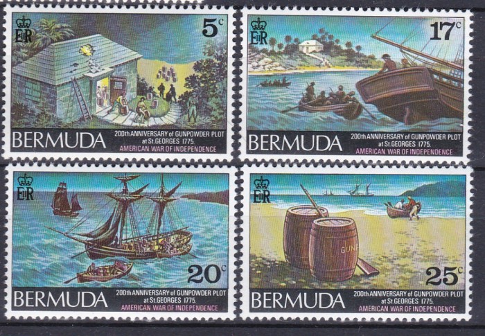 DB1 Bermuda 1975 200 Ani Complotul Prafului de Pusca Bicentenar SUA 4 v. MNH