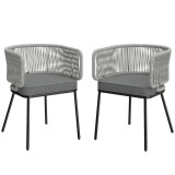 Outsunny Scaune de grădină 2 buc Polyrattan fotolii cu perne lavabile Picioare reglabile Cadru din oțel, rezistent la UV | Aosom Romania