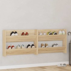 vidaXL Pantofare de perete, 2 buc., stejar sonoma, 80x18x60 cm, PAL 806748