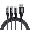 Cablu Incarcare USB-A - Lightning / microUSB / USB-C Joyroom S-1230G4 3in1, 20W, 1.2m, Negru, Apple