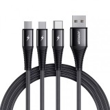 Cablu Incarcare USB-A - Lightning / microUSB / USB-C Joyroom S-1230G4 3in1, 20W, 1.2m, Negru, Apple