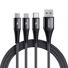 Cablu Incarcare USB-A - Lightning / microUSB / USB-C Joyroom S-1230G4 3in1, 20W, 1.2m, Negru