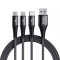 Cablu Incarcare USB-A - Lightning / microUSB / USB-C Joyroom S-1230G4 3in1, 20W, 1.2m, Negru