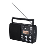 Radio portabil Akai, 1 W, afisaj LED, ABS, ceas desteptator, AM/FM, MicroSD