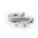 Cablu telefon RJ11 pentru receptor spiralat 2m Alb, KTCBLHE16006B, Oem