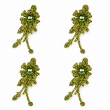 Cumpara ieftin Set 4 cleme de par verzi 5 x 2 cm, model floral metalizat, accesorii moderne pentru par, fixare ferma si confortabila