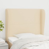 VidaXL Tăblie de pat cu aripioare, crem, 93x23x118/128 cm, țesătură