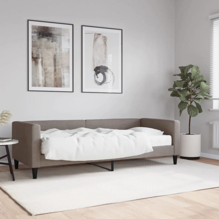 vidaXL Pat de zi cu saltea, gri taupe, 80x200 cm, textil 3196558