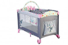 Babygo-Bgo-4403-Patut Pliant Cu 2 Nivele Sleepwell Pink foto