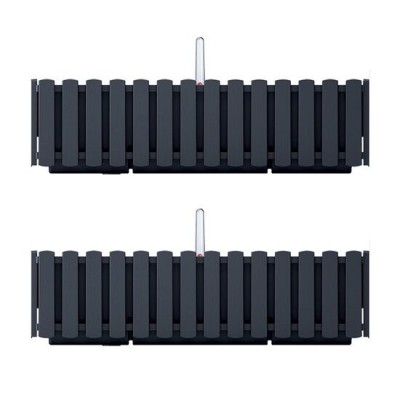 Set 2 jardiniere decorative cu suport metalic, sistem irigare,​​​​​​​ antracit, 58x18x16.2 cm, Boardee Fencycase W foto