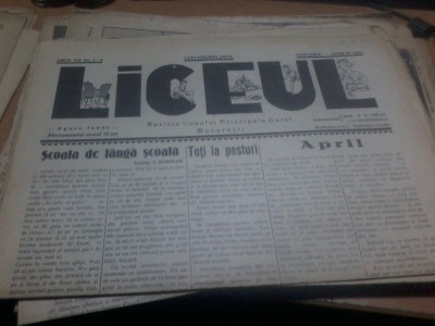 Liceul anul VII nr. 1-4 ian-apr 1941 George Dumitrescu April foto