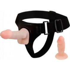 Strap-on Jessica Ultra Passionate Harness cu 2 Dildo-uri, TPR, Natural