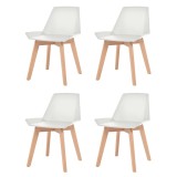 Cumpara ieftin Scaune de bucătărie, 4 buc., alb, plastic