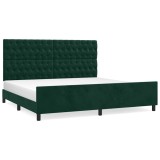 Cumpara ieftin Cadru de pat fara saltea, verde inchis, 200x200 cm, catifea