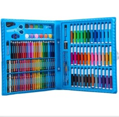 Set de pictura si desen pentru copii WePro Store, 150 piese, carioci, creioane colorate, pasteluri de ulei, acuarele