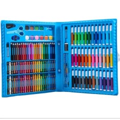 Set de pictura si desen pentru copii WePro Store, 150 piese, carioci, creioane colorate, pasteluri de ulei, acuarele