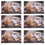 Set suport farfurie pentru servirea mesei, model Pufo Perfect Coffee, 6 bucati