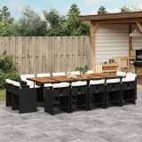 Cumpara ieftin Set mobilier de grădină cu perne, 15 piese, negru, poliratan