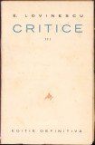 HST C1464 Critice III Critica impresionistă 1928 Lovinescu ediție definitivă