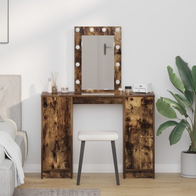 vidaXL Masă de Machiaj cu ușă Maro 102 x 33 x 135 cm Lemn compozit 865185 foto