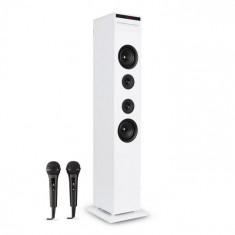 Auna KARABOOM CD, dispozitiv pentru karaoke, bluetooth, mp3, port USB, microfon, telecomanda, culoare alba foto