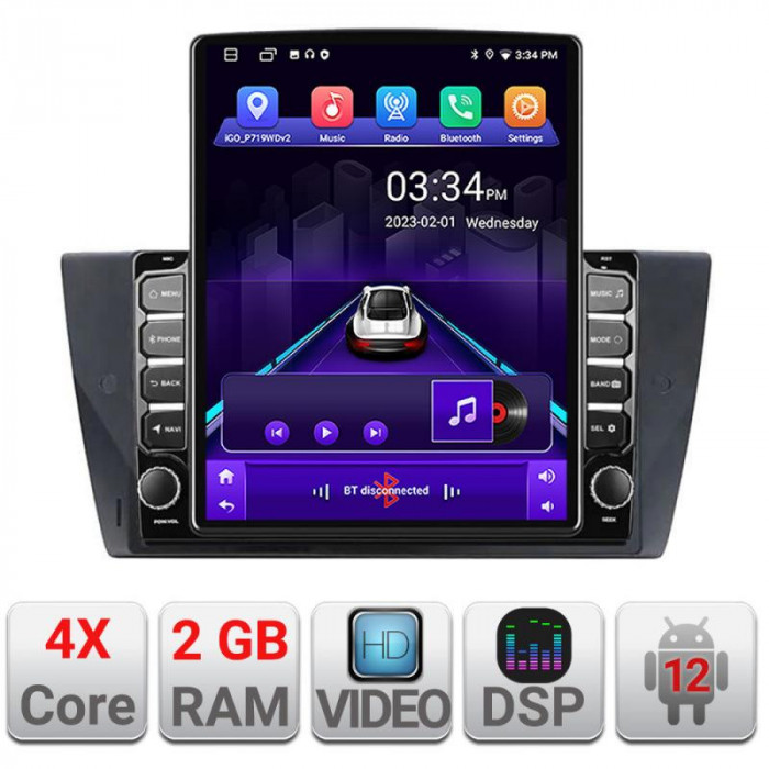Navigatie dedicata BMW Seria 3 E90 K-095 ecran tip TESLA 9.7&quot; cu Android Radio Bluetooth Internet GPS WIFI 2+32 DSP Quad Core CarStore Technology