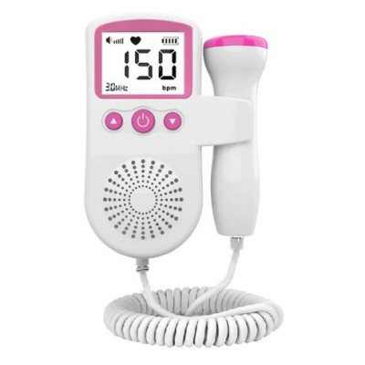 Monitor Fetal Doppler, Cyrax, Monitorizare Sarcina, Ritm Cardiac, Ecran LCD 4.5 cm, 2 x Baterii AA (neincluse), Portabil, din ABS, 12.8 x 9.6 x 3 cm, foto