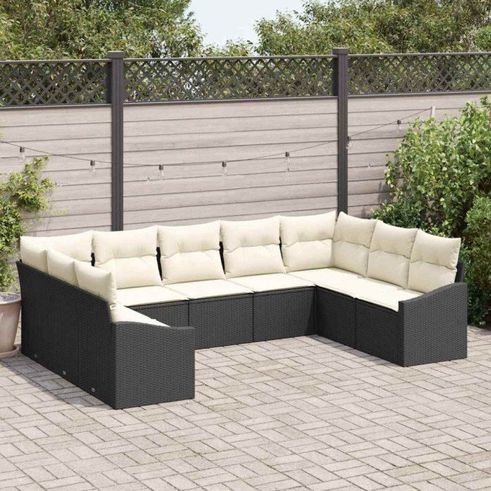 vidaXL Set de canapele pentru grădină 9 pcs Negru Rattan poli 3346877
