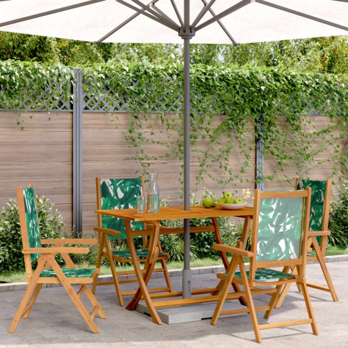 Gossi scaune de gradina rabatabile 4 buc., textil verde/lemn masiv
