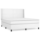 Cumpara ieftin Pat box spring cu saltea, alb, 160x200 cm, piele ecologica