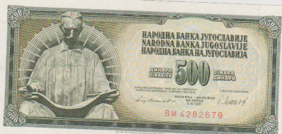 BANCNOTA 500 DINARI 4 XI 1981 JUGOSLAVIA /UNC foto