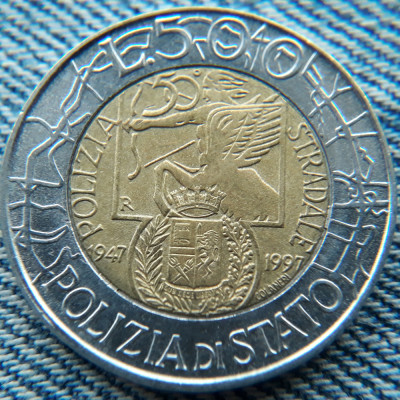 3c - 500 Lire 1997 Italia / moneda comemorativa Politie / Polizia di Stato foto