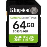 Card Memorie SDXC Kingston Canvas Select Plus, 64Gb, Clasa 10 / UHS-1 U1 SDS3/64GB