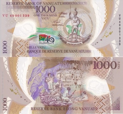 !!! VANUATU - 1000 VATU 2020 , COMM. - P 21 - UNC / POLIMER / 40 DE ANI DE INDEPENDENTA foto
