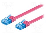 Cablu patch cord U/UTP 6a litat Cu PVC roz 2m 32AWG Goobay