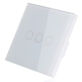 Resigilat Intrerupator Touch Techstar&reg;, Sticla Securizata, Design Modern, Iluminare LED, 3 Faze, Alb