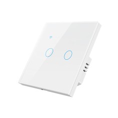 Intrerupator Inteligent cu Touch, WiFi, Control la Distanta, Compatibil cu Alexa Google Assistant, Sticla Securizata, Cu Fara Nul, 10A, 2 Canale, Alb foto