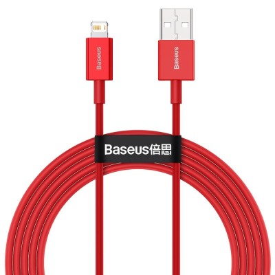 Cablu incarcare si transfer date Baseus Superior Rosu, USB/Lightning, 2.4A, 1m foto