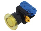 Comutator acționat prin apăsare galben 22mm